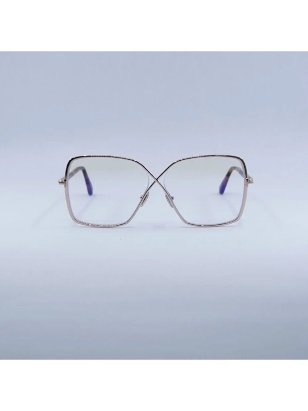 Tom Ford FT5841-B 028 Eyeglasses Gold 59mm Square Frame, Clear/Blue Lenses